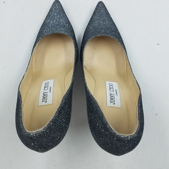 AUTHENTIC Jimmy Choo Gunmetal Glitter Pumps Women's 6.5 | 36.5 - EUC - Picture 6 of 16